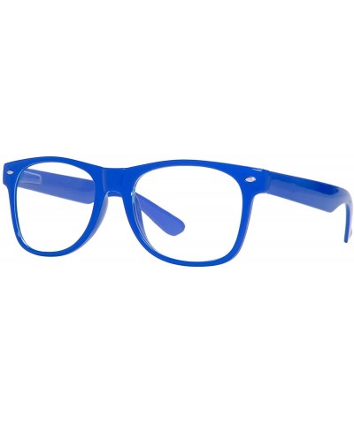 Square Horn-Rimmed Clear Sunglasses - Royal Blue - CC12O025QUQ $18.89