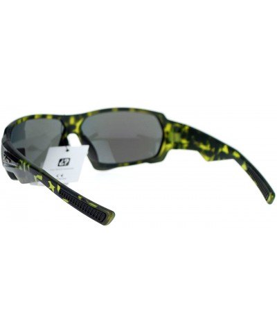 Rectangular Xloop Mens Sunglasses Matted Rectangular Wrap Around Sports Fashion - Green Tortoise - C1125T30I7J $12.13