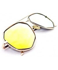 Rectangular "Raven" Geometric Ultra Premium Brushed Aluminum Flash Sunglasses - Gold/Yellow - CI12K7SU3EJ $12.95