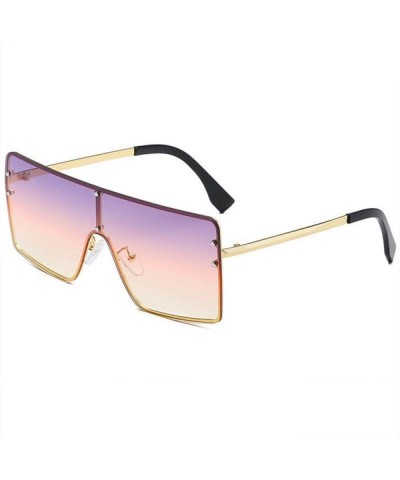 Aviator Oversized Sunglasses Women Men Vintage One-Piece Gradient Sun Glasses Brand C5 - C5 - CE18YLXAIXA $19.78