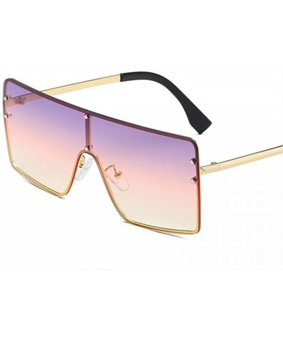 Aviator Oversized Sunglasses Women Men Vintage One-Piece Gradient Sun Glasses Brand C5 - C5 - CE18YLXAIXA $11.71