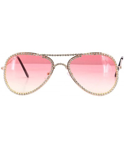 Goggle Fashion Round Pearl Decor Sunglasses UV Protection Metal Frame - White Rhinestone1515 - C918QXX7XCM $13.95