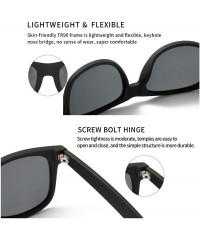 Square Mens Sunglasses Retro Polarized Sunglasses for Women Square Lightweight Frame Sun Glasses - Black - CN19497LU2S $9.26