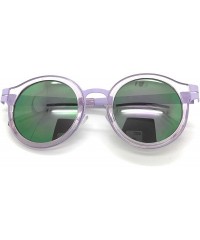 Round Retro Fashion P3 Frame Round Horn Rimmed Color Lens Sunglasses - Purple - CY17YXZRISM $12.25