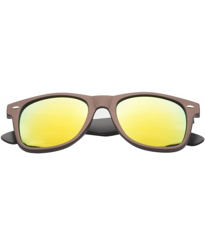 Wayfarer 'Aaron' Retro Square Fashion Sunglasses - Brown - CW11P2VGGWP $8.57