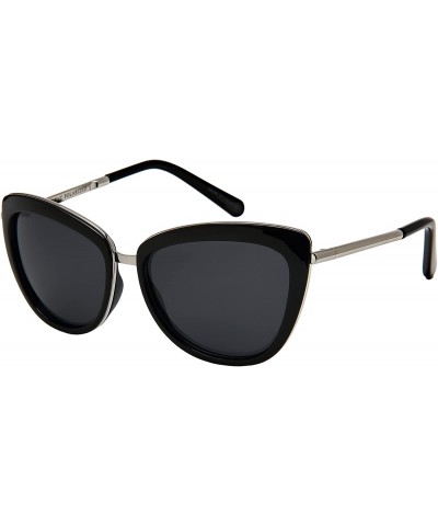 Oval Classic Vintage Cat Eye Sunglasses W/Polarized Lenses 3323-REV - Silver - CR185XG5NI5 $19.15