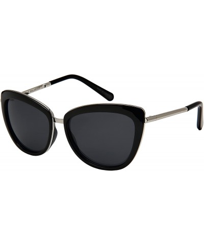 Oval Classic Vintage Cat Eye Sunglasses W/Polarized Lenses 3323-REV - Silver - CR185XG5NI5 $9.58