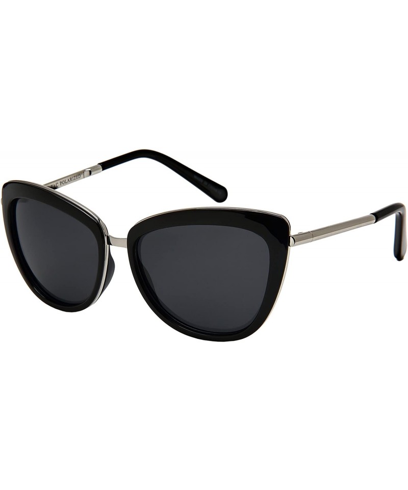 Oval Classic Vintage Cat Eye Sunglasses W/Polarized Lenses 3323-REV - Silver - CR185XG5NI5 $9.58