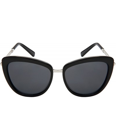 Oval Classic Vintage Cat Eye Sunglasses W/Polarized Lenses 3323-REV - Silver - CR185XG5NI5 $9.58