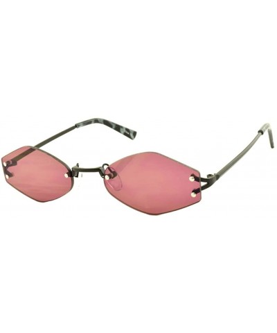 Rimless Small Rimless Geometric Sunglasses Trendy Glasses Color Tinted Lens - Pink - C618Y3EYO4X $9.38
