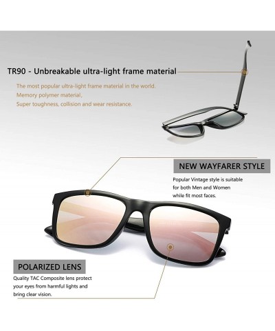 Wayfarer Unisex Polarized Sunglasses Classic Retro Sun Glasses- Unbreakable TR90 Frame - Black/Pink Mirror - C418L57LCQI $11.26