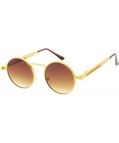 Oversized SteamPunk 80s Retro Fashion Round Frame Sunglasses - Brown - C318U0OM3XI $20.88