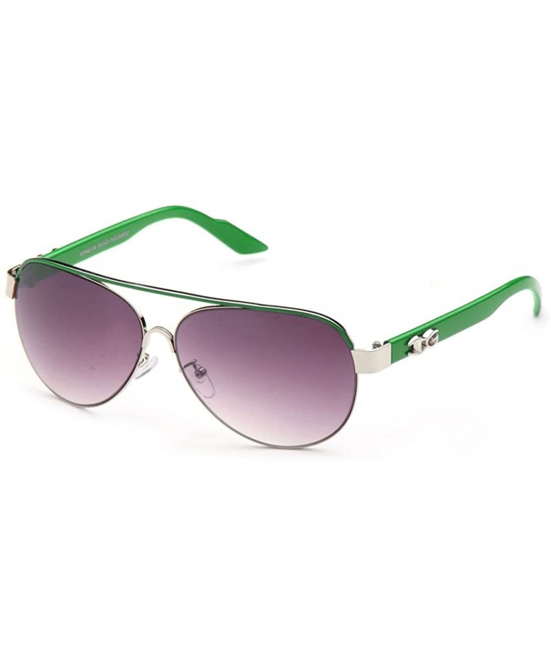 Aviator Big Oversized Aviator Fashion Sunglasses UV Protection Metal New Model - Silver/Green - CT11OI2EDVF $10.22