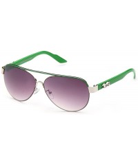 Aviator Big Oversized Aviator Fashion Sunglasses UV Protection Metal New Model - Silver/Green - CT11OI2EDVF $10.22