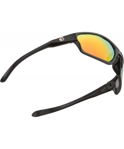 Wrap Men's Rectangular Sports Wrap 65mm Polarized Sunglasses - Black- Red Mirror Lens - CH1956WTE48 $12.35