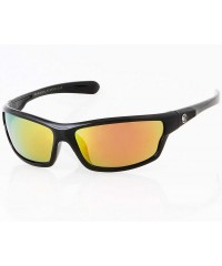 Wrap Men's Rectangular Sports Wrap 65mm Polarized Sunglasses - Black- Red Mirror Lens - CH1956WTE48 $21.33