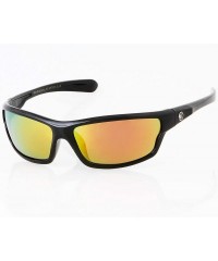 Wrap Men's Rectangular Sports Wrap 65mm Polarized Sunglasses - Black- Red Mirror Lens - CH1956WTE48 $12.35