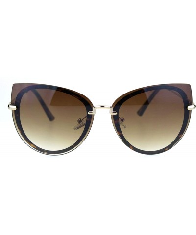 Cat Eye Womens Exposed Lens Oversize Cat Eye Designer Style Sunglasses - Tortoise Brown - CE18QYM5C8W $15.63