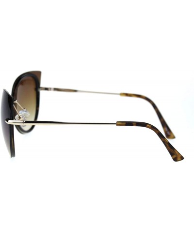 Cat Eye Womens Exposed Lens Oversize Cat Eye Designer Style Sunglasses - Tortoise Brown - CE18QYM5C8W $15.63