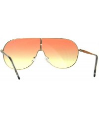 Shield Futuristic Oversized Sunglasses Round Shield Metal Frame Ombre Gradient Lens - Gold (Orange Yellow) - CG180H5WCME $14.55