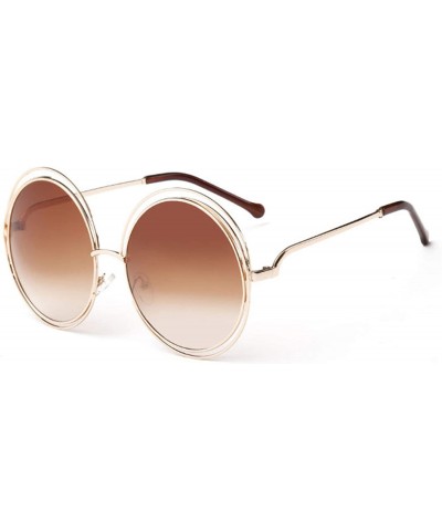 Oversized Oversized lens Mirror Sunglasses Women Brand Designer Metal Frame Lady Sun Glasses - 4-gold-tea - C918W6I8AM8 $41.32