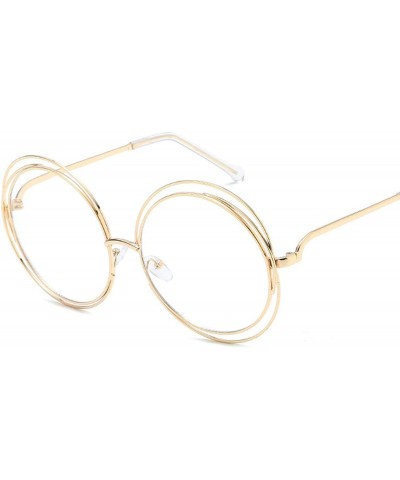 Oversized Oversized lens Mirror Sunglasses Women Brand Designer Metal Frame Lady Sun Glasses - 4-gold-tea - C918W6I8AM8 $18.99