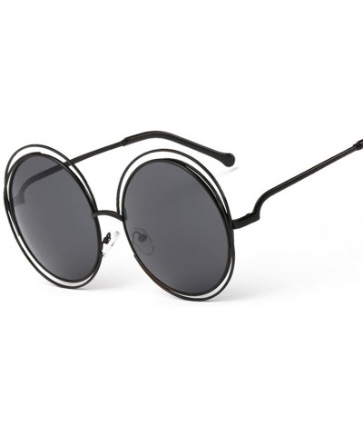 Oversized Oversized lens Mirror Sunglasses Women Brand Designer Metal Frame Lady Sun Glasses - 4-gold-tea - C918W6I8AM8 $18.99