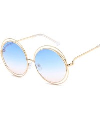 Oversized Oversized lens Mirror Sunglasses Women Brand Designer Metal Frame Lady Sun Glasses - 4-gold-tea - C918W6I8AM8 $18.99