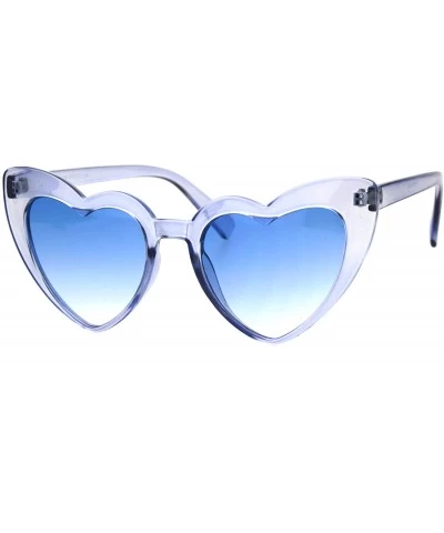 Oversized Womens Oversized Cateye Heart Shape Sunglasses Translucent Colors UV 400 - Blue - CY18O8TUCDD $20.76