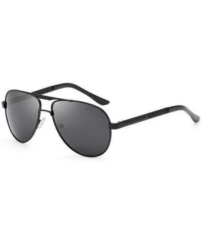 Rectangular Changing Polarized Sunglasses Outdoor Driving - Black Frame Black Gray - CE190SY7KAS $8.16