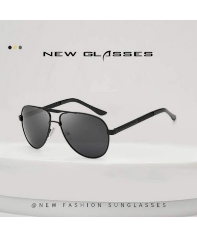 Rectangular Changing Polarized Sunglasses Outdoor Driving - Black Frame Black Gray - CE190SY7KAS $8.16