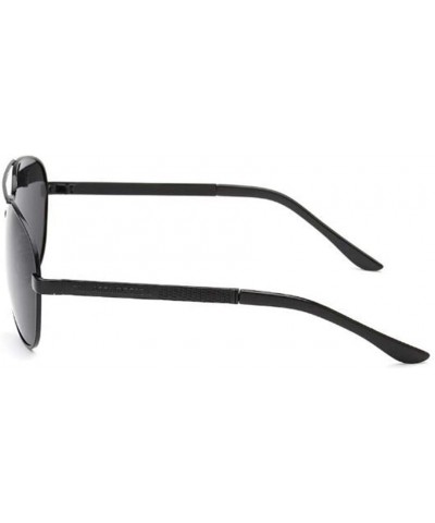 Rectangular Changing Polarized Sunglasses Outdoor Driving - Black Frame Black Gray - CE190SY7KAS $8.16