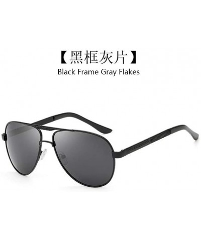 Rectangular Changing Polarized Sunglasses Outdoor Driving - Black Frame Black Gray - CE190SY7KAS $8.16
