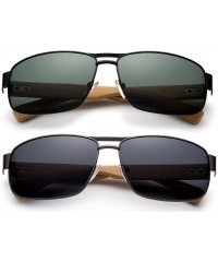 Square High Qaulity Polarized Sunglasses with Real Bamboo Arm Squre Aviator Sunglasses Bamboo Sunglasses for Men & Women - C8...