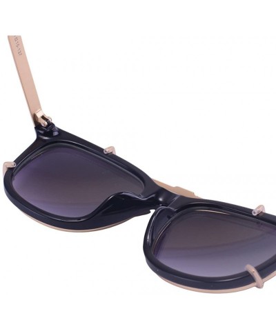 Square Unisex Vintage Designer Square Detachable Steampunk Mirror Sunglasses 61mm - Black/Black - CM12E882D29 $10.18