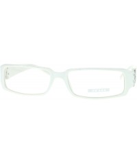 Rectangular Flor de Lis Womens Narrow Rectangular Clear Lens Eye Glasses - White Zibra - CG11ATAS3GT $10.42
