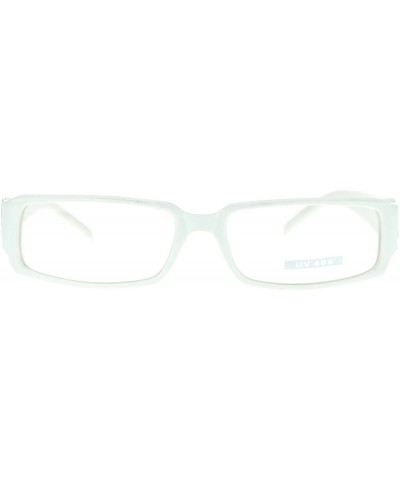 Rectangular Flor de Lis Womens Narrow Rectangular Clear Lens Eye Glasses - White Zibra - CG11ATAS3GT $10.42
