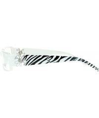 Rectangular Flor de Lis Womens Narrow Rectangular Clear Lens Eye Glasses - White Zibra - CG11ATAS3GT $10.42