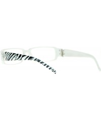 Rectangular Flor de Lis Womens Narrow Rectangular Clear Lens Eye Glasses - White Zibra - CG11ATAS3GT $10.42