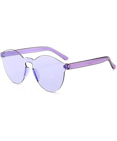Round Unisex Fashion Candy Colors Round Outdoor Sunglasses Sunglasses - Light Purple - CI1908MUMUW $16.58