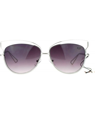 Butterfly Metal Wire Rim Horned Butterfly Womens Sunglasses - Silver Smoke - CP12FLPIK3T $22.65