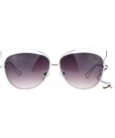 Butterfly Metal Wire Rim Horned Butterfly Womens Sunglasses - Silver Smoke - CP12FLPIK3T $23.27
