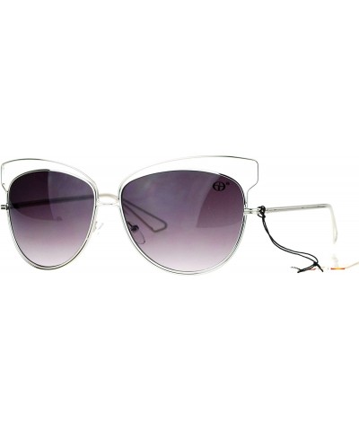 Butterfly Metal Wire Rim Horned Butterfly Womens Sunglasses - Silver Smoke - CP12FLPIK3T $11.79