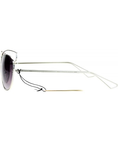 Butterfly Metal Wire Rim Horned Butterfly Womens Sunglasses - Silver Smoke - CP12FLPIK3T $11.79