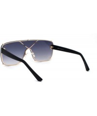 Shield Womens Luxury Oversize Shield Rimless Racer Sunglasses - Gold Matte Black Smoke - CT1979Z7SI4 $11.65