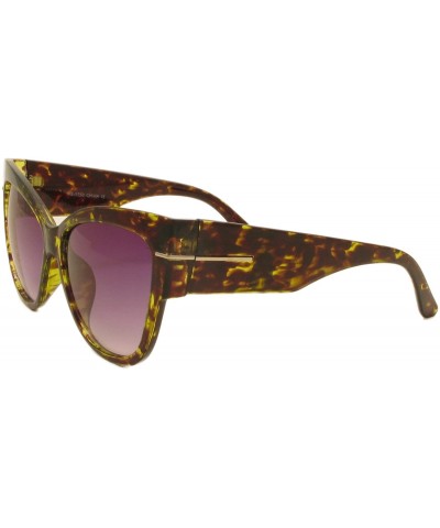 Cat Eye Super Oversized Cat Eye Thick Frame Designer Gradient Sunglasses Anoushka - Green-brown-tortoise - C412JQVXMJV $7.85