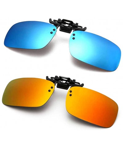 Wrap Polarized Clip-on Sunglasses Anti-Glare Driving Glasses for Prescription Glasses - Blue + Orange - C818ECYNNQ8 $26.38