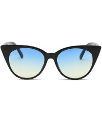 Rectangular Unisex Vintage Translucent Tint Cat Eye Plastic Lenses Sunglasses - Black Blue - CF18NLS34MI $10.70