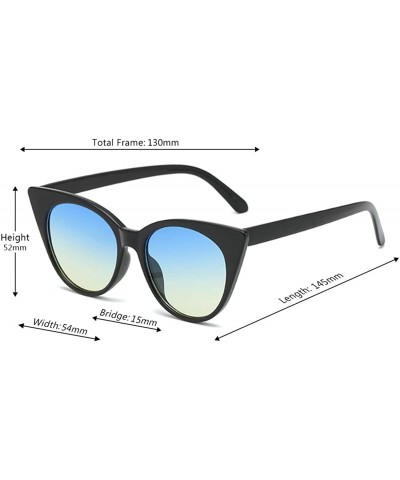 Rectangular Unisex Vintage Translucent Tint Cat Eye Plastic Lenses Sunglasses - Black Blue - CF18NLS34MI $10.70