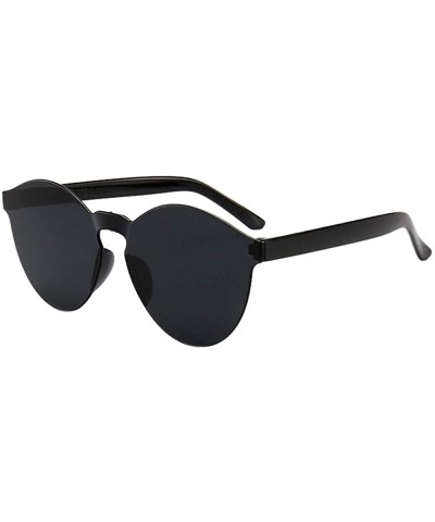 Round Fashion Rimless Sunglasses Transparent Candy Color Eyewear Resin Lens Sunglasses Eyewear - L - CM1908N0I34 $16.94